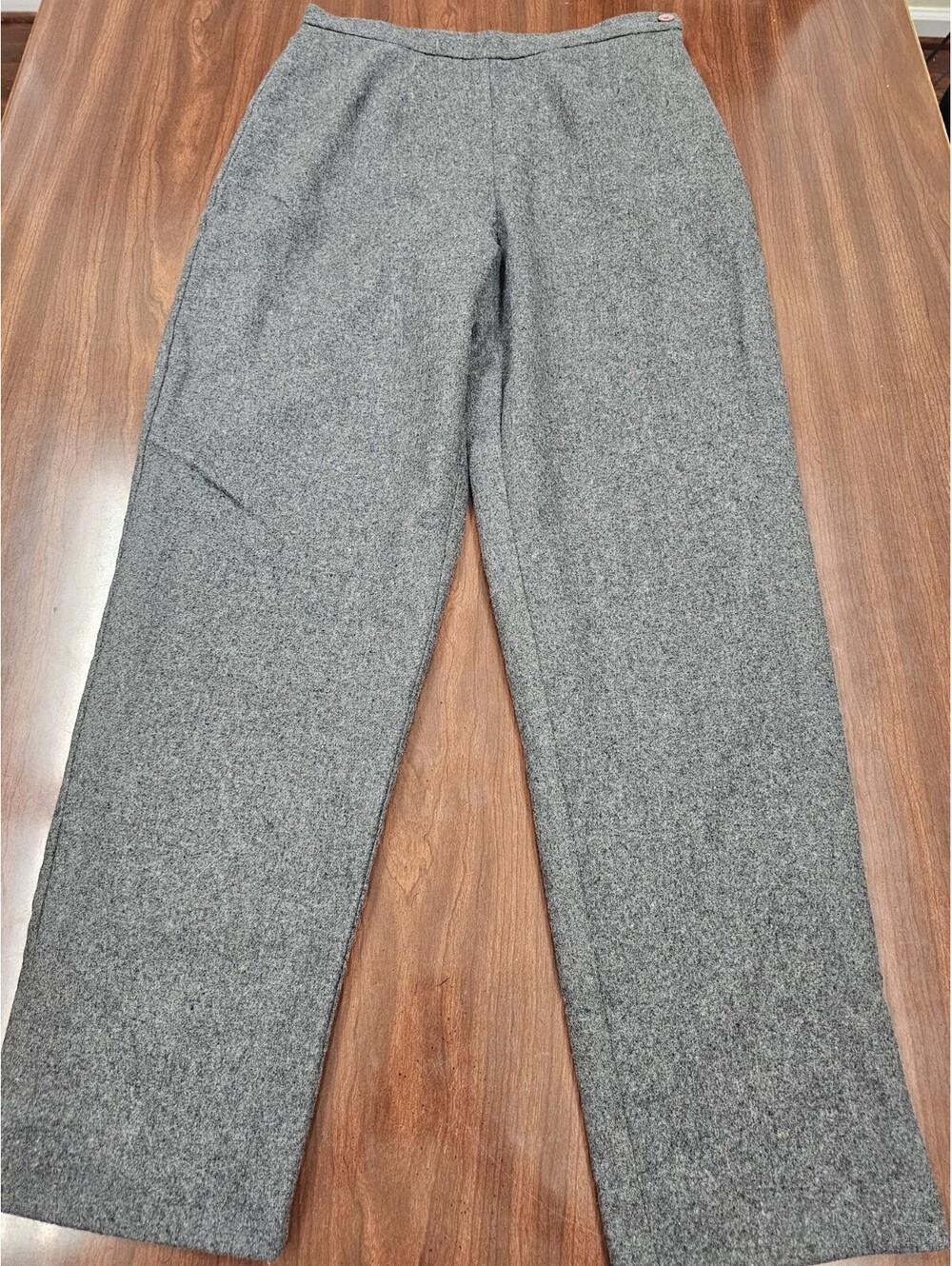 Harris Wallace Gray Wool Blend Tweed Pants Size 10P Retro Professional Trousers